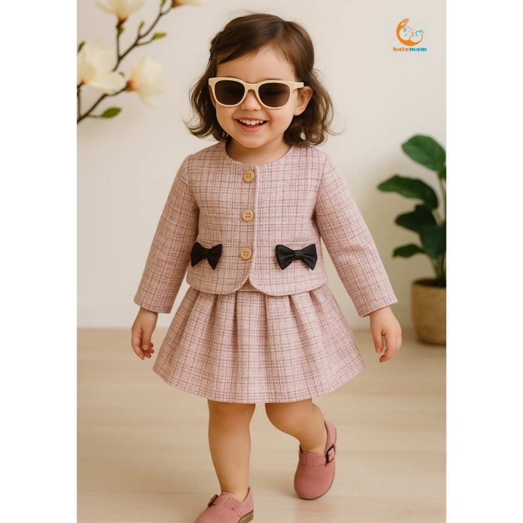 Halomam - Blazer Tweed (Blazer Anak/Bayi Perempuan 1 - 5 tahun/Tweed Blazer)