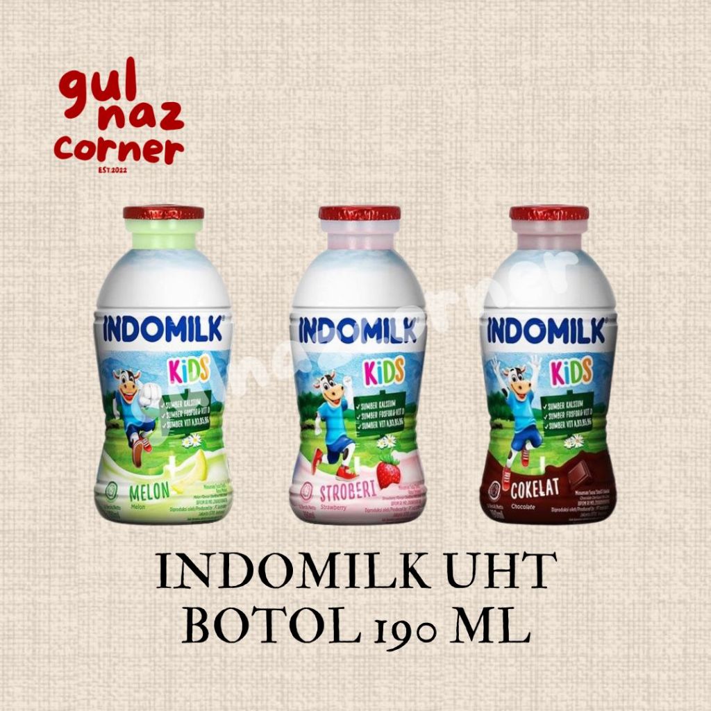 

[ FREE BUBBLE WRAP ] INDOMILK SUSU UHT BOTOL 190 ML | COKELAT STROBERI MELON