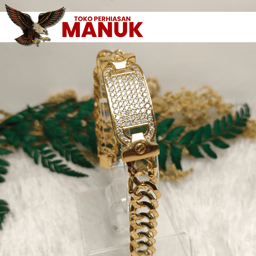 Gelang Emas Permata Putih Sisik Naga | Model rantai/link 11gr | Sisik Naga | Emas 6K/300