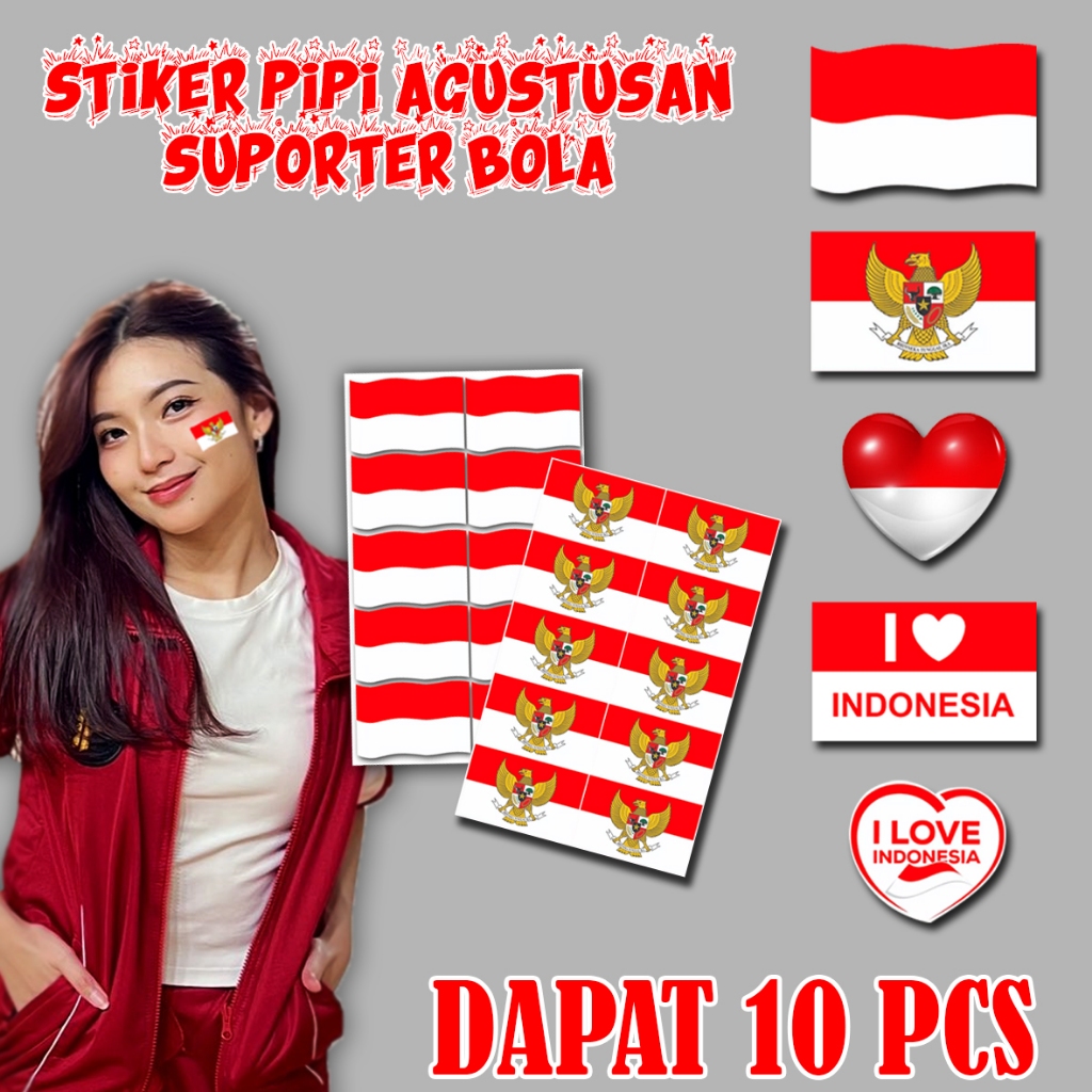 

Stiker Pipi HUT RI 17an Bendera Merah Putih / Sticker Kemerdekaan Indonesia / Pancasila / I Love