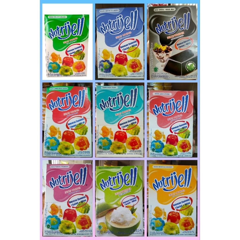 

NUTRIJELL ISI 12 per Pak X 10gram JELLY powder puding jeli Nutrijell serbuk instan