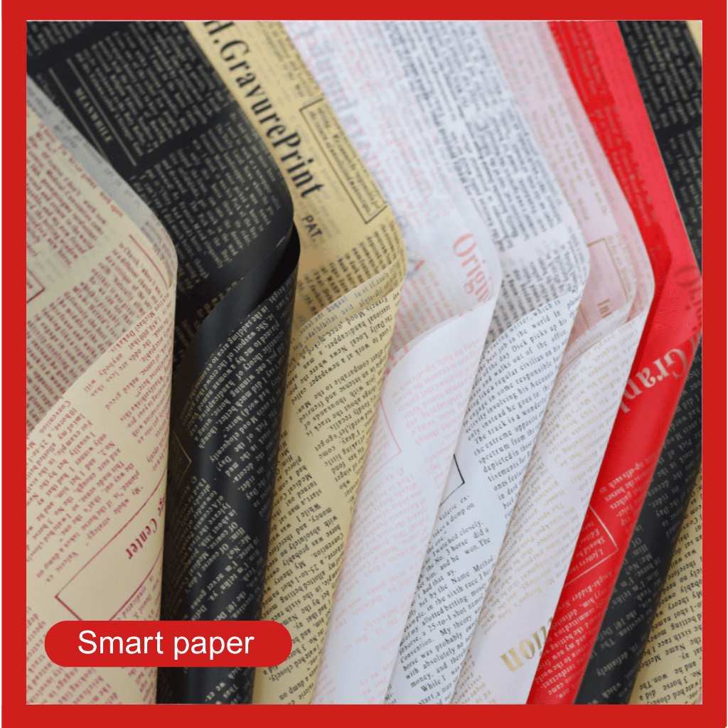 

Isi 20 LEMBAR Kertas Bunga Buket Cellophane Motif Koran Flower Wrapping Newspaper Pattern Paper Kraft KB049
