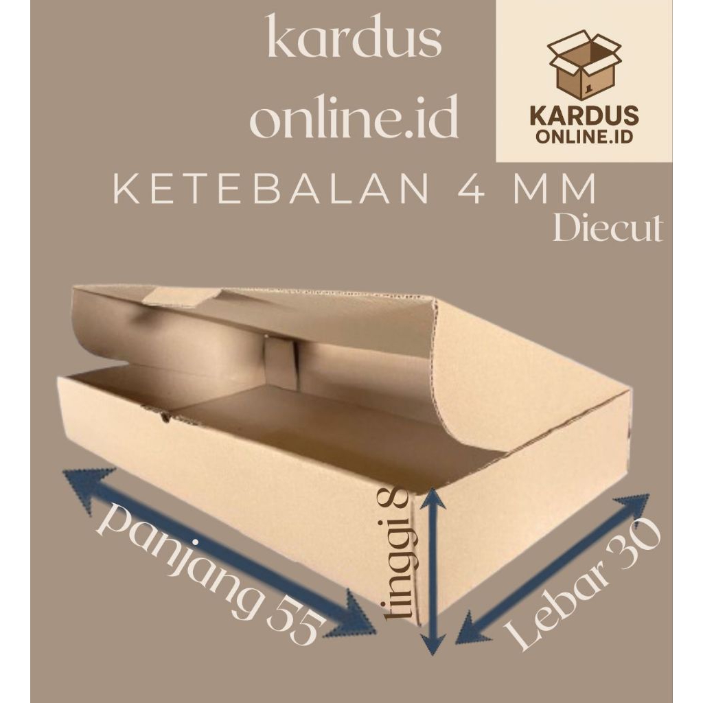 

Kardus packing Uk 55x30x8 diecut 3ply
