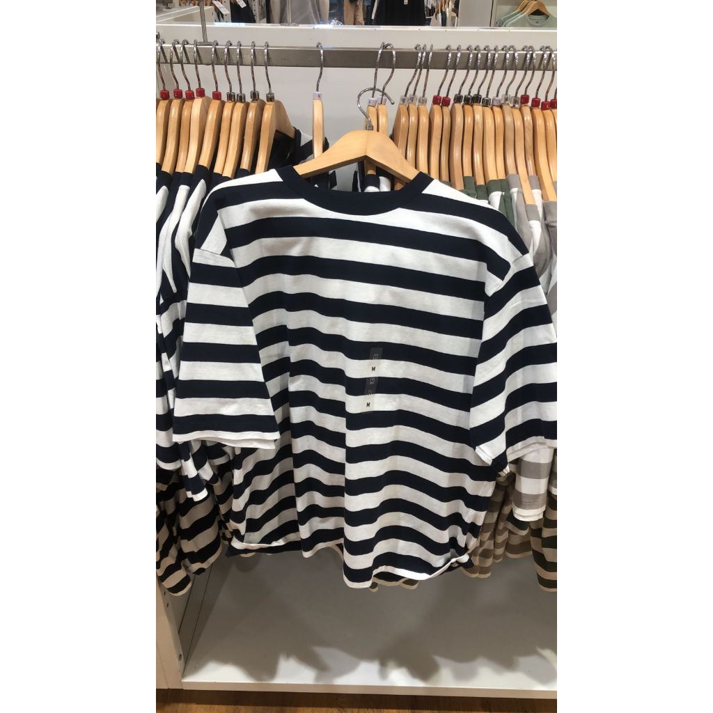 Oversized Stripe Uniqlo Men's Raglan Crew Neck T-Shirt Uniqlo