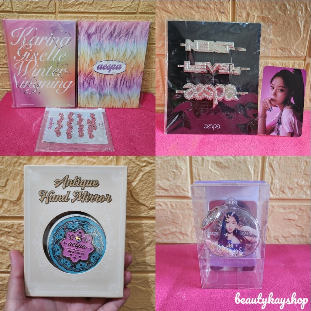(CLEARANCE SALE) Official MD Aespa Antique Hand Mirror/Shaker Keyring Forever Karina/Hairpin Next Le