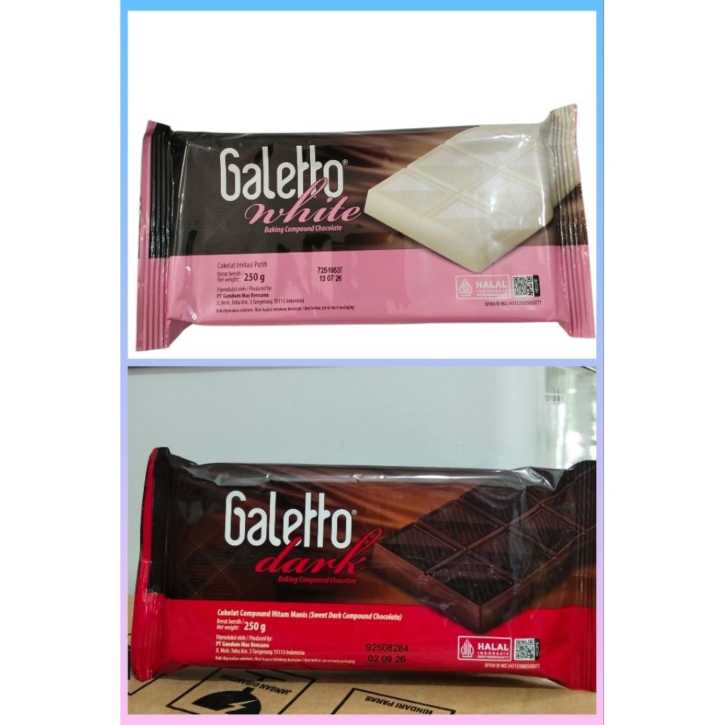 

Galetto Dark Chocolate , cokelat putih 250 gram Dcc Galeto