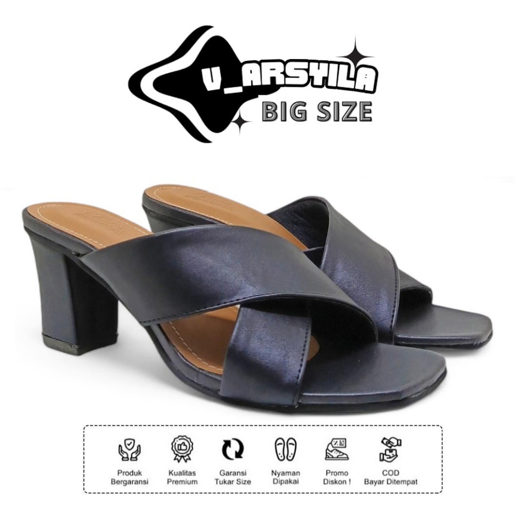 Heels Clogs - Big Size 40 41 42 43 44 45 / Sandal Wanita Selop Ukuran Jumbo / Sendal Ibu-Ibu Selop P