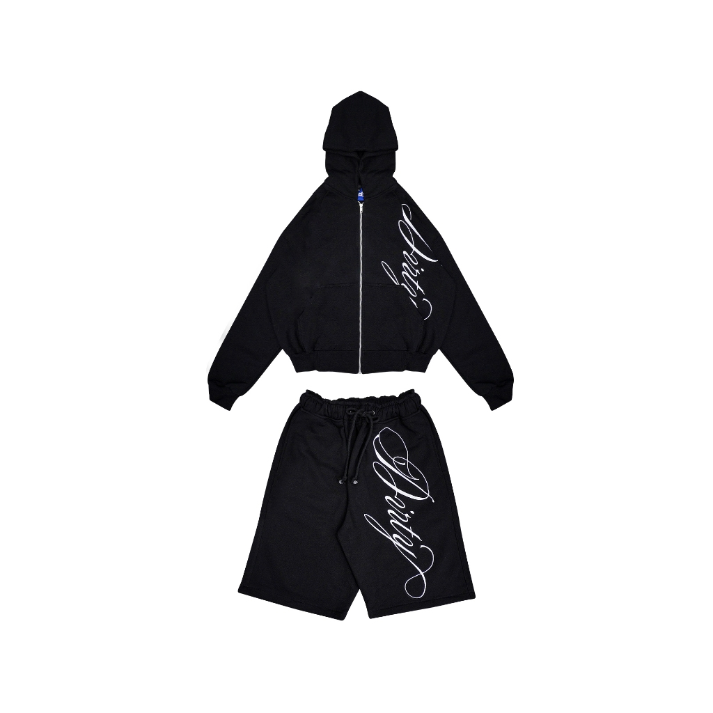 DIRTYBUSINESS ONESET ALLEN JORTS ZIPPER JACKET BLACK