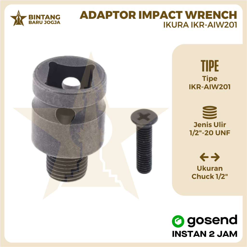Adapter Impact Wrench 1/2 + Kepala Bor Keyless 2-13mm / Kepala Bor Impact Wrench
