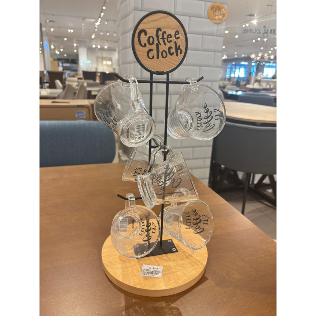 Gelas Coffee 1 set informa dengan rak/cup set glass with rack/gelas set informa