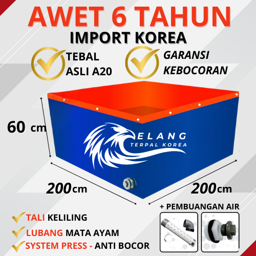 Terpal Kolam Terpal Ikan Kotak 200x200x60 - 2x2x60  Terpal Kolam Untuk Budidaya Ikan