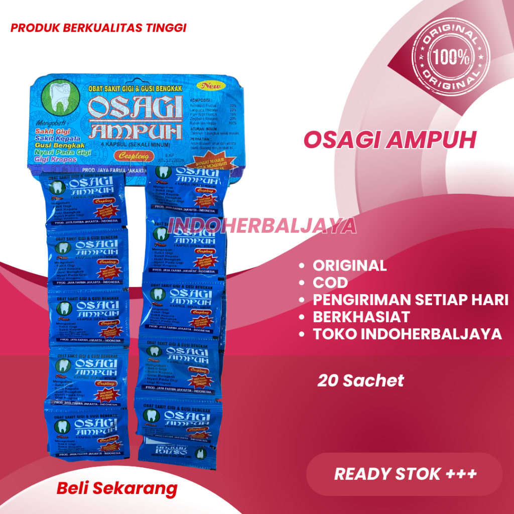 

Osagi Obat Sakit Gigi - Gusi Bengkak 1 Renceng Isi 20 Sachet Ampuh