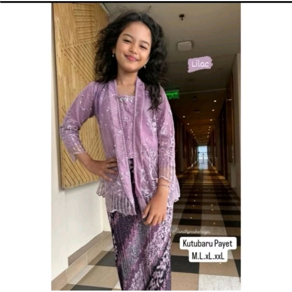 SETELAN DAN ATASAN KEBAYA KUTUBARU TILE MIX PAYET / KEBAYA ANAK MODERN