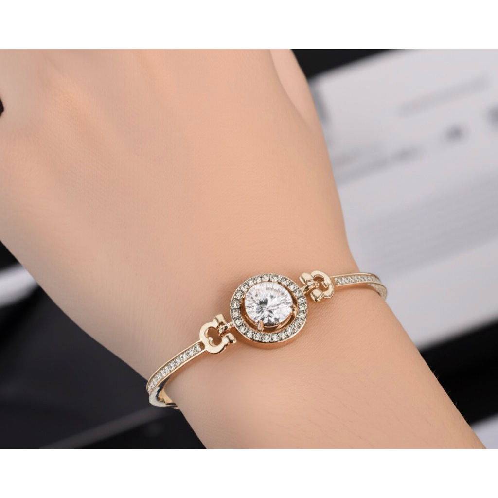 gelang wanita mewah | gelang zircon gold | gelang rose gold elegan | gelang kristal wanita | gelang 