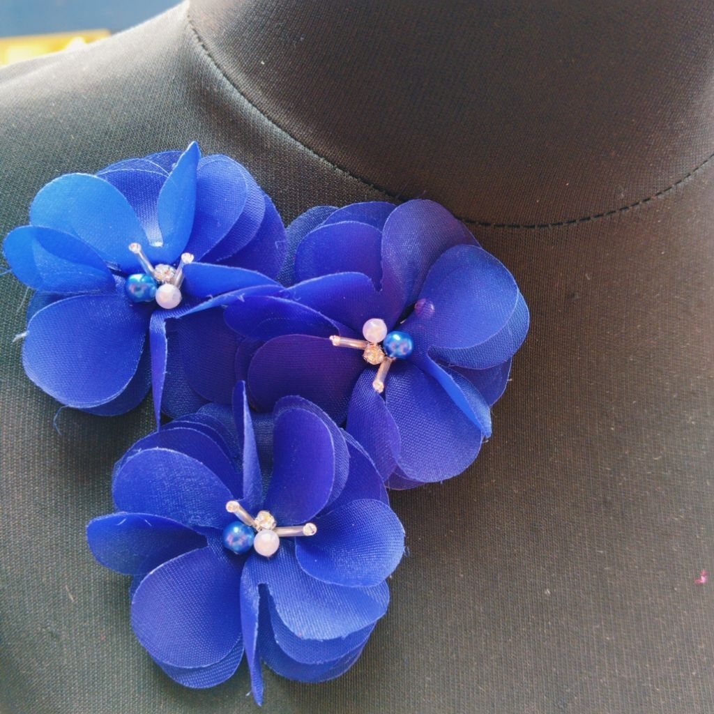 aplikasi bunga organza 3d/bunga organza tempel