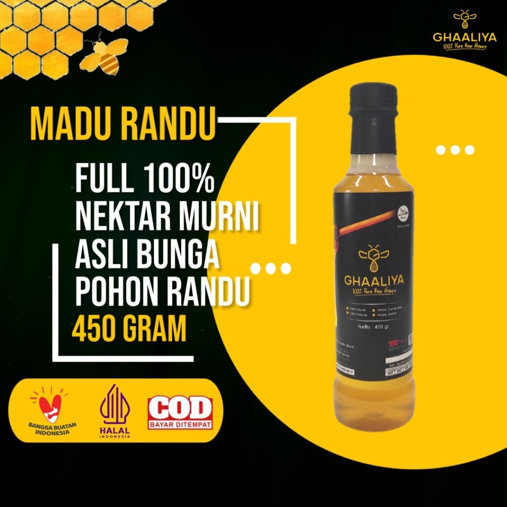 

Madu Murni Asli 100% Nektar Randu 450gram