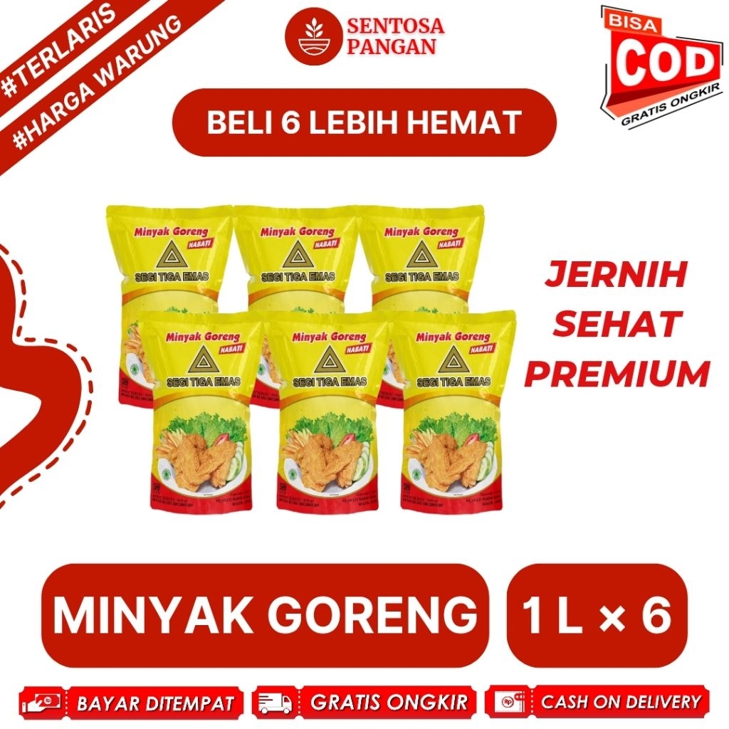 

Minyak Goreng Segi Tiga Emas 1 Liter Isi 6 pcs