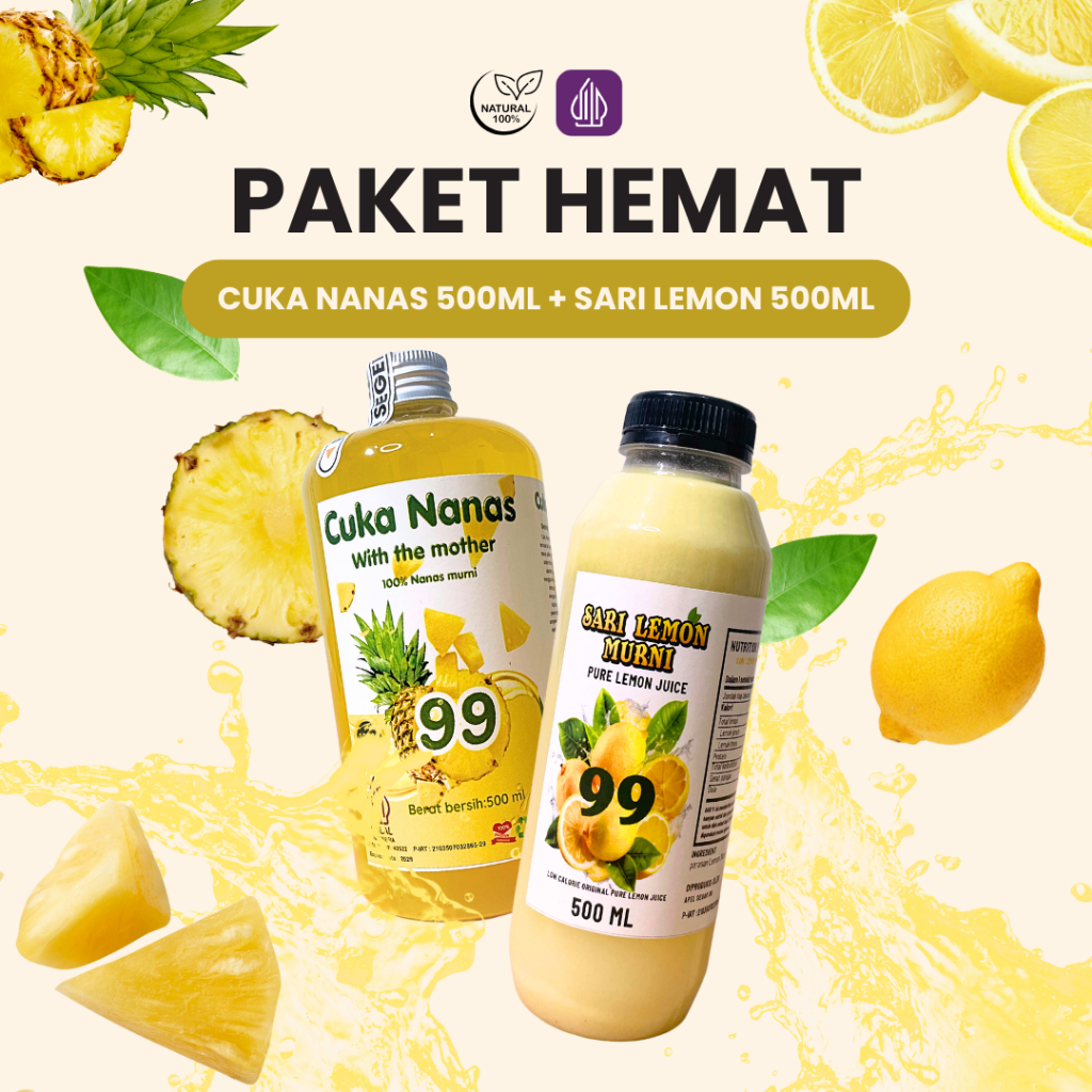 

PAKET HEMAT Sari Lemon Cuka Nanas Asli 100% Original Tanpa Pengawet 500 ml