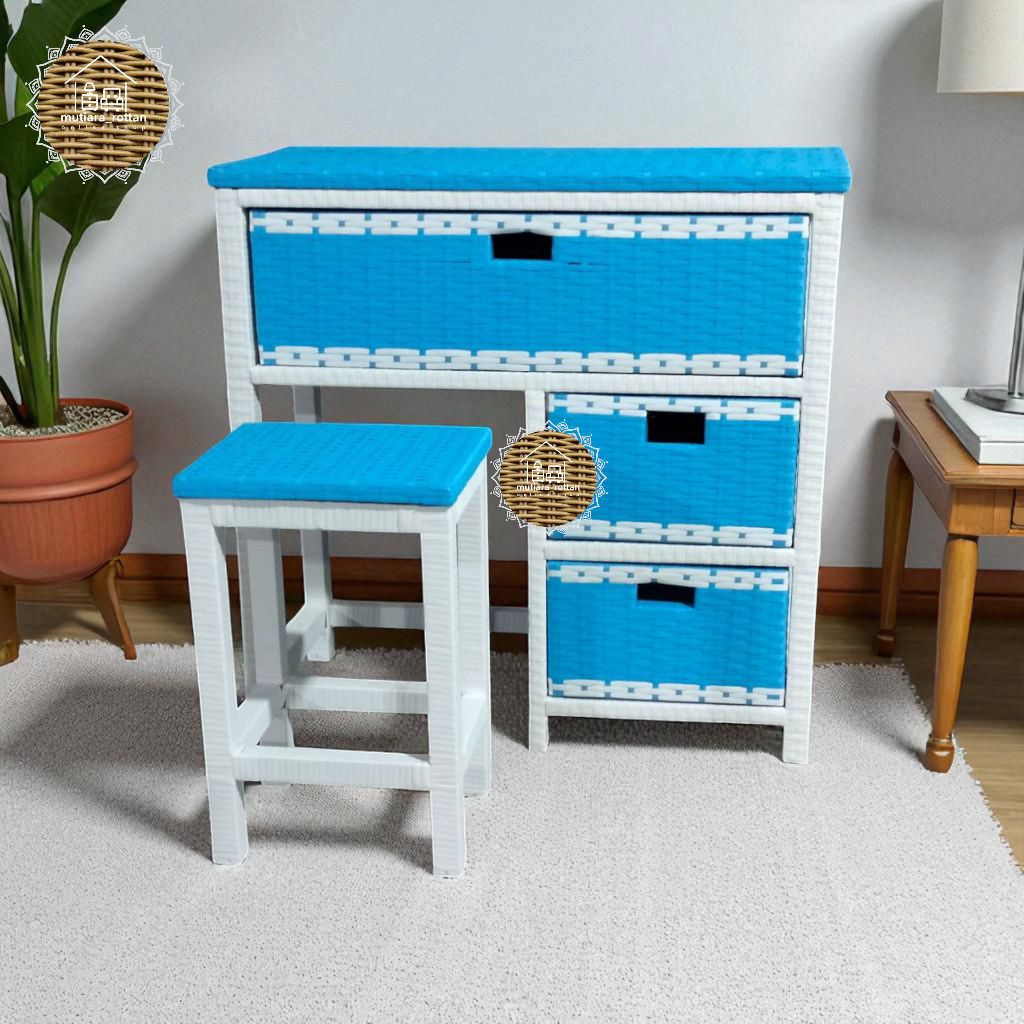 Meja Belajar anak / meja rias rotan sintetis meja serbaguna minimalis rotan sintetis