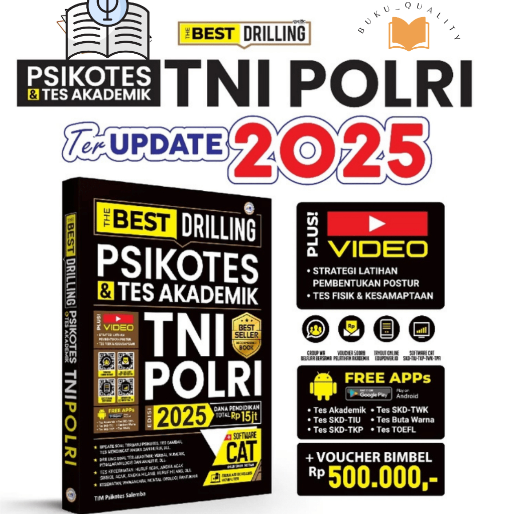 BUKU TNI POLRI 2025  THE BEST DRILLING PSIKOTES dan TES AKADEMIK  TNI POLRI 2025  PSIKOTES TNI POLRI