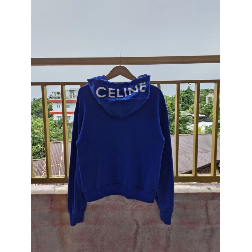 Hoodie Celine Loose  In Cotton Fleece Royal Blue