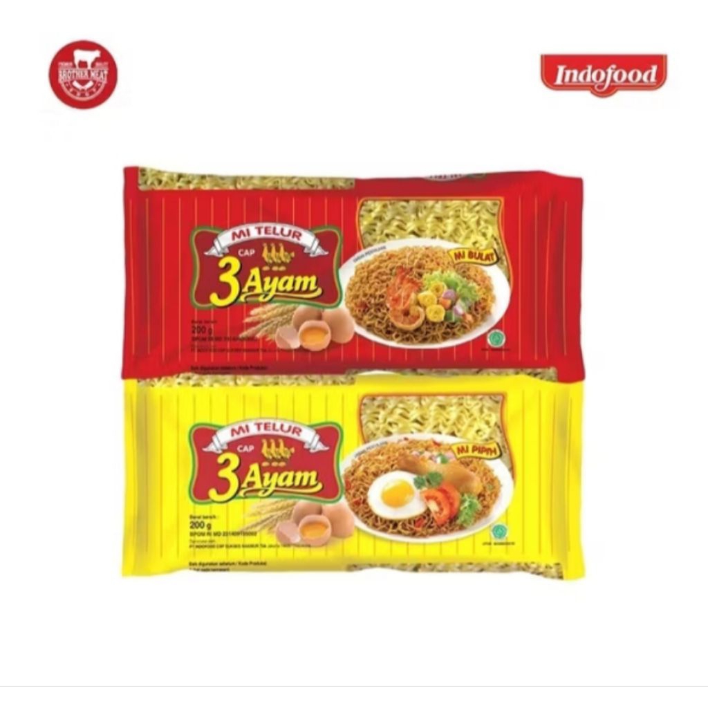 

Mie telur cap 3 ayam bulat/gepeng