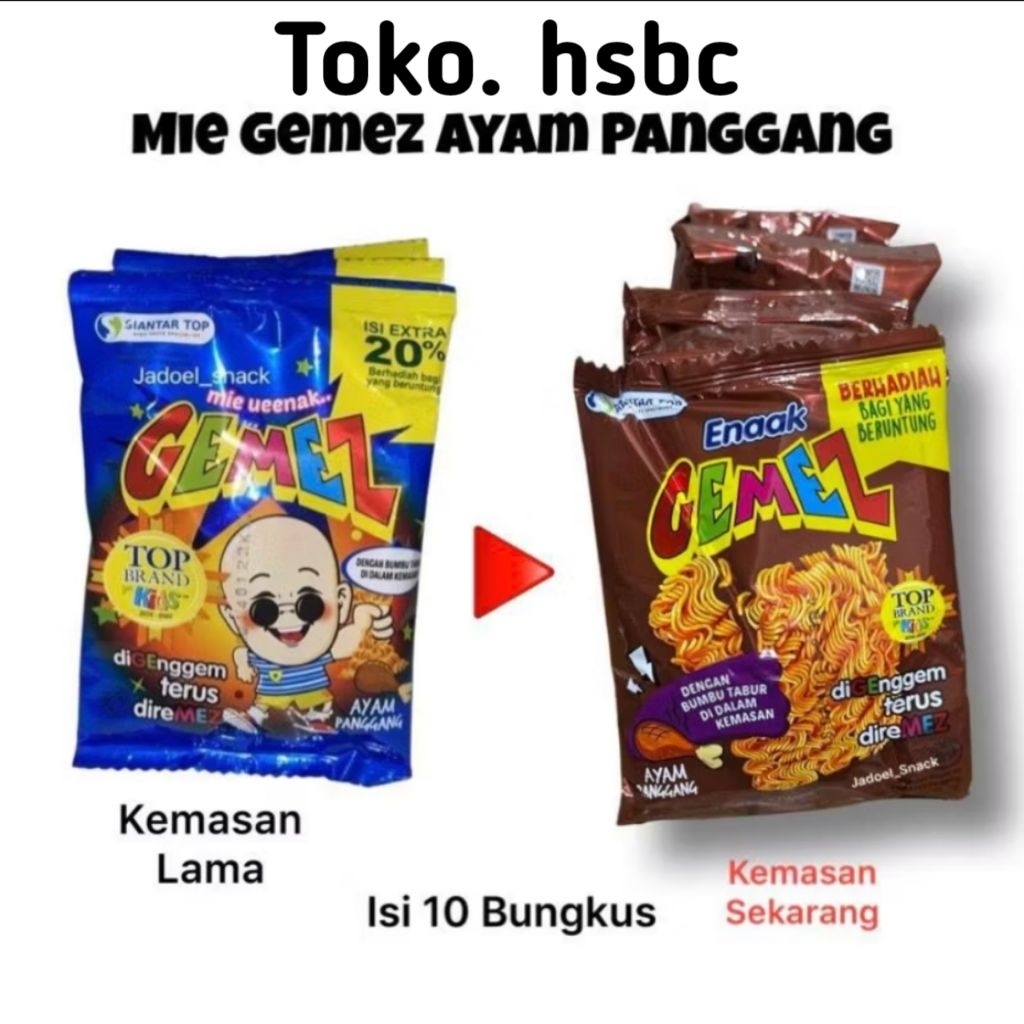 

MIE GEMEZ BOTAK JADUL | MIE GEMEZ JADUL | mie remez rasa ayam panggang 10 pcs@14g