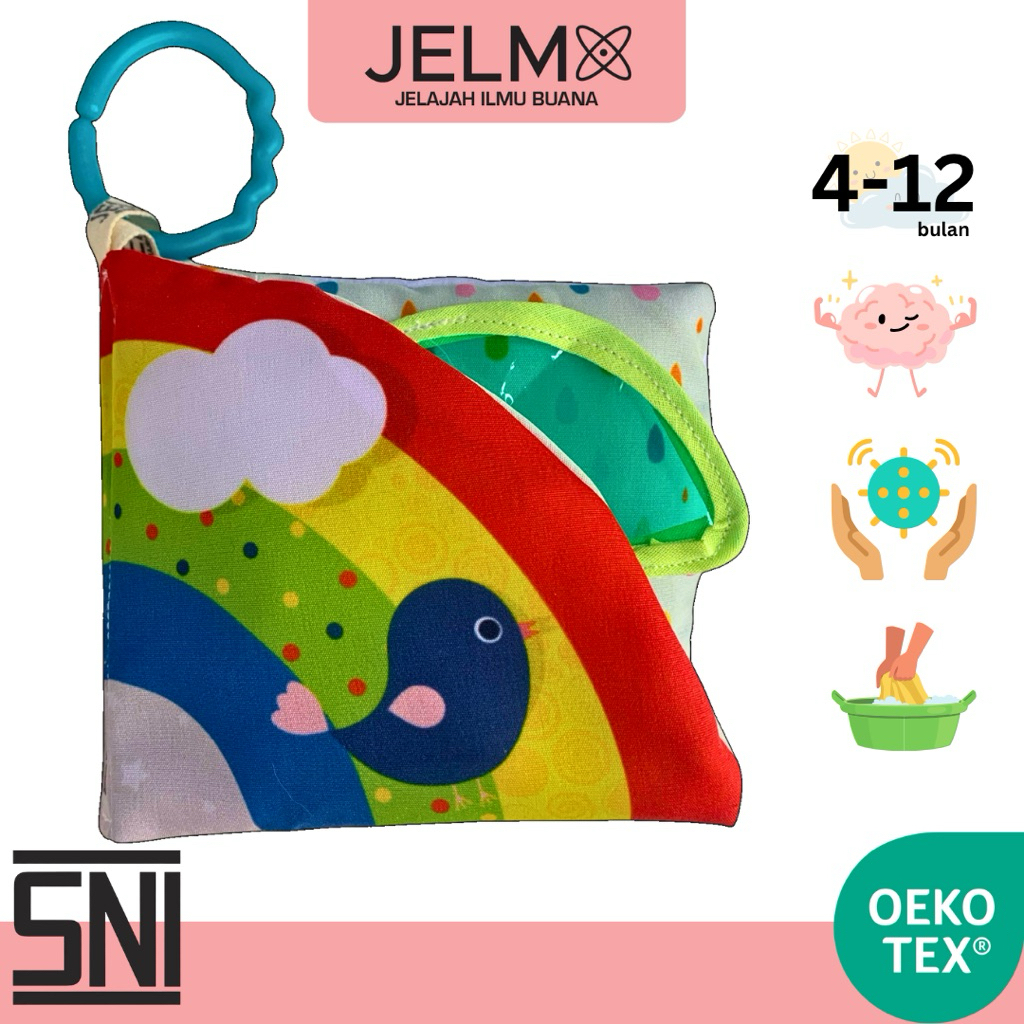 JELMA Mainan Sensorik Motorik Bayi Buku Bantal 3D Cuaca | Soft Sensory Busy Book Weather | 4 - 12 Bu