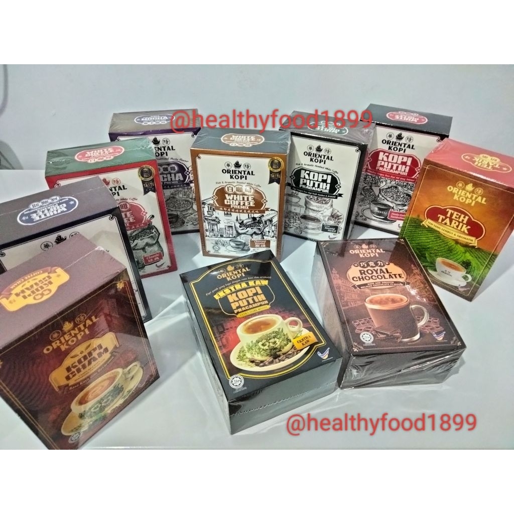 

Oriental Kopi ECER 1 PCS – Royal Chocolate, Mocha, Cham, Charcoal, Himalaya Salt, No Sugar Added, Hazelnut , Klasik, Extra Kaw, Tea Tarik, Musang King