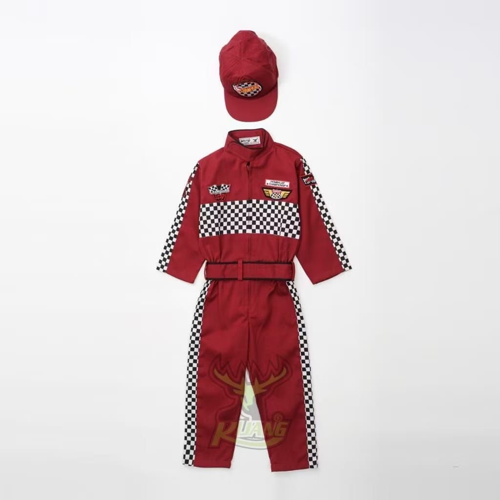 Set Kostum Pembalap Anak Laki-Laki untuk Karnaval dan Profesi - Baju Wearpack dan Topi