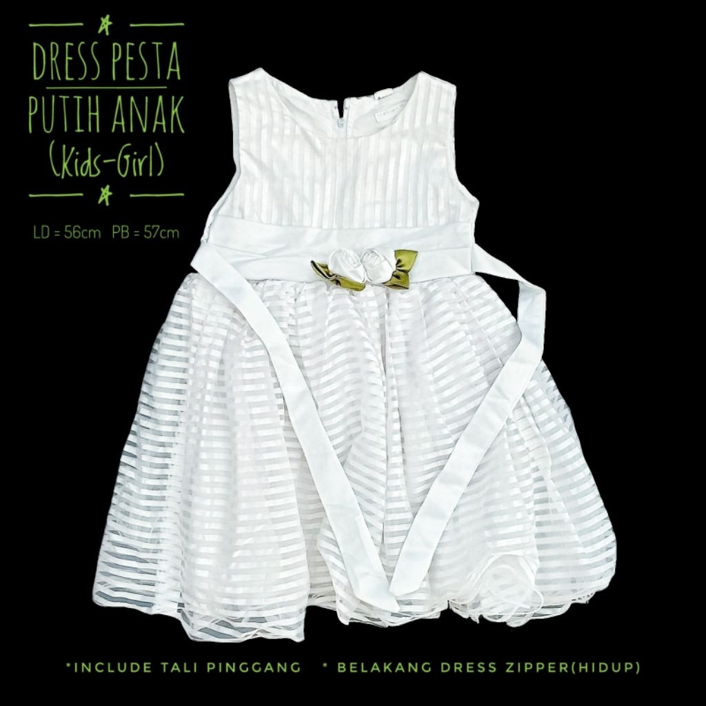 PRELOVED DRESS GAUN PESTA PUTIH ANAK (KIDS-GIRL)