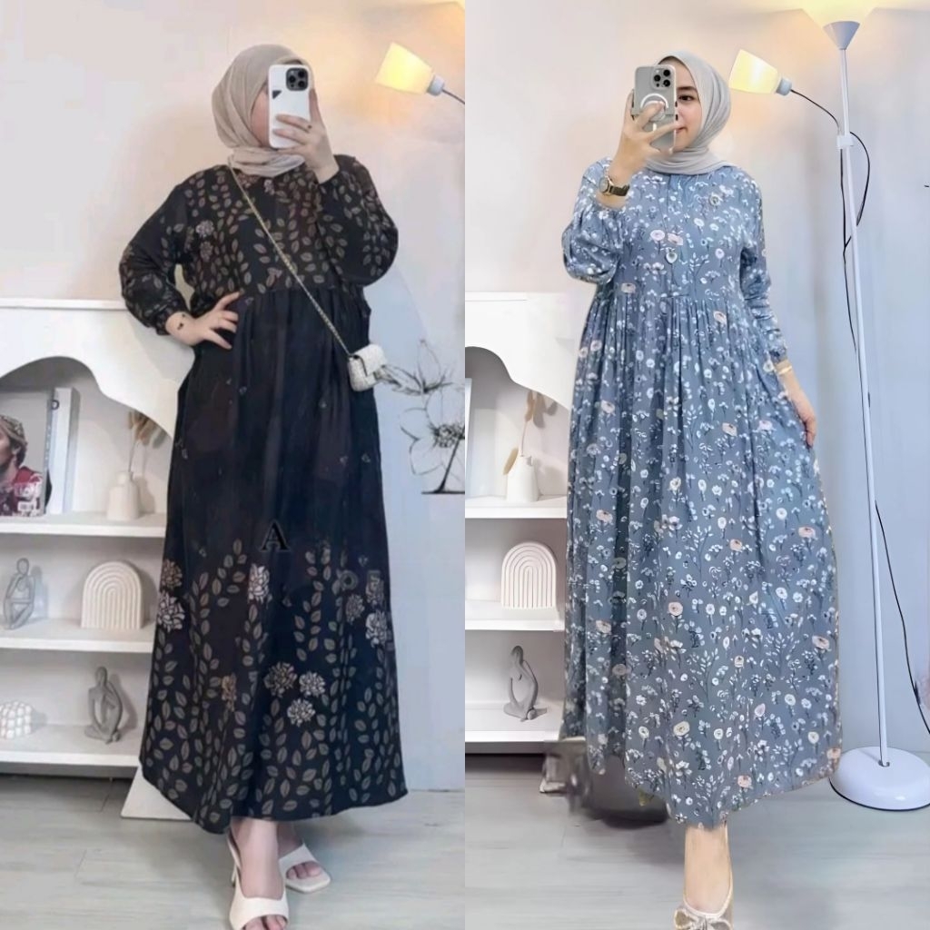 HOT SALE Paket Bundling 100 RIBU Dapat 2 Pcs Arsy Midi Dress Gamis Rayon Motif Terlarisaju Lebaran