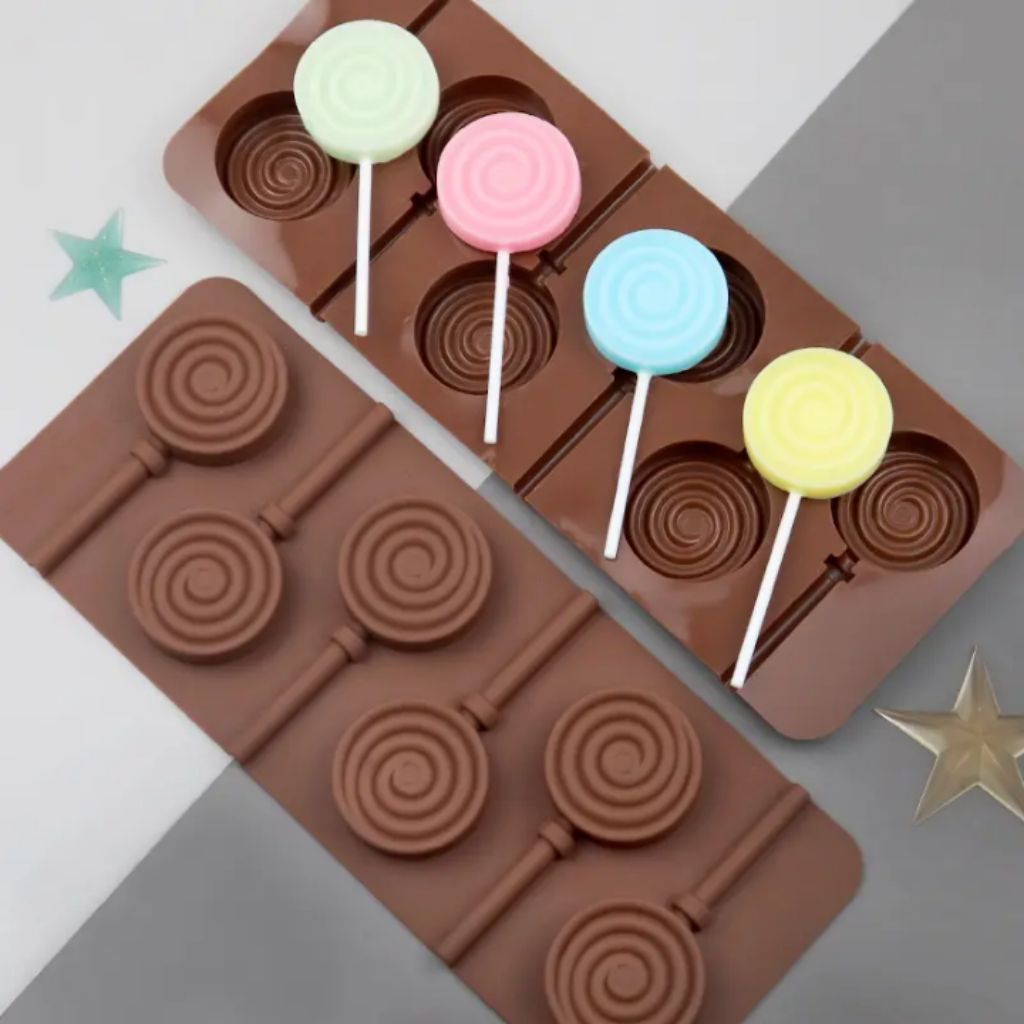 Cetakan Silikon Permen Lolipop  dan Coklat 6 Lubang