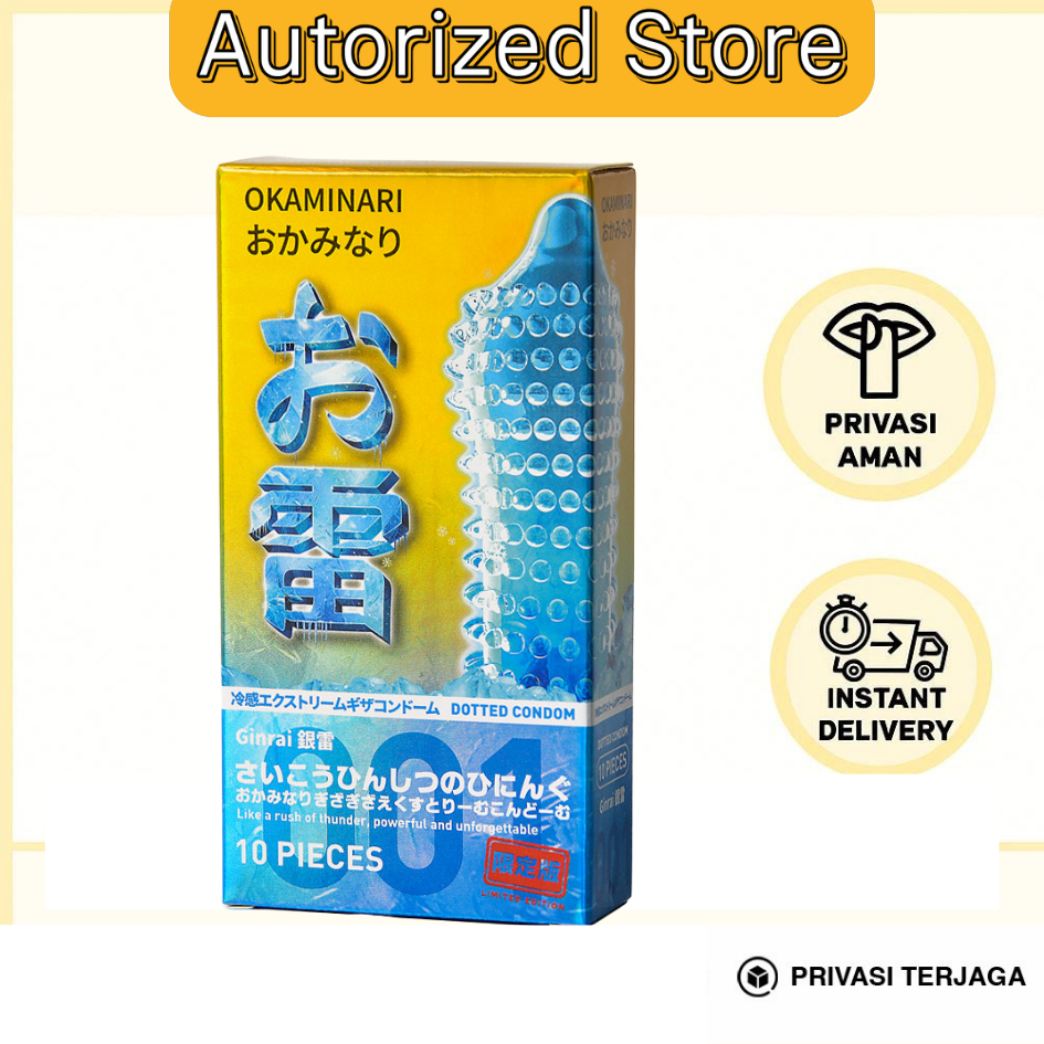 Okaminari Kondom Bergerigi Tebal Varian Ice Tahan Lama Pengiriman Instant