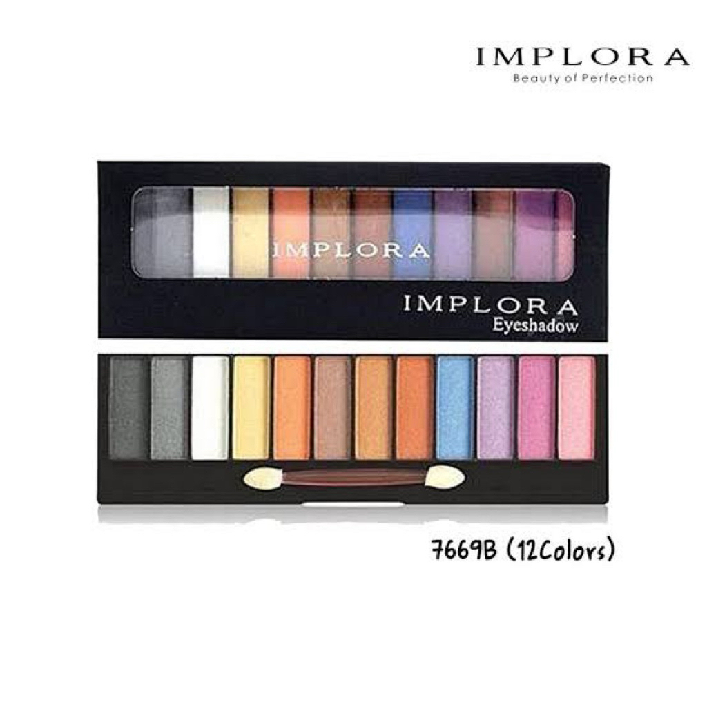 IMPLORA EYESHADOW PALETTE Varian 12 Warna Glitter Natural + Blush On