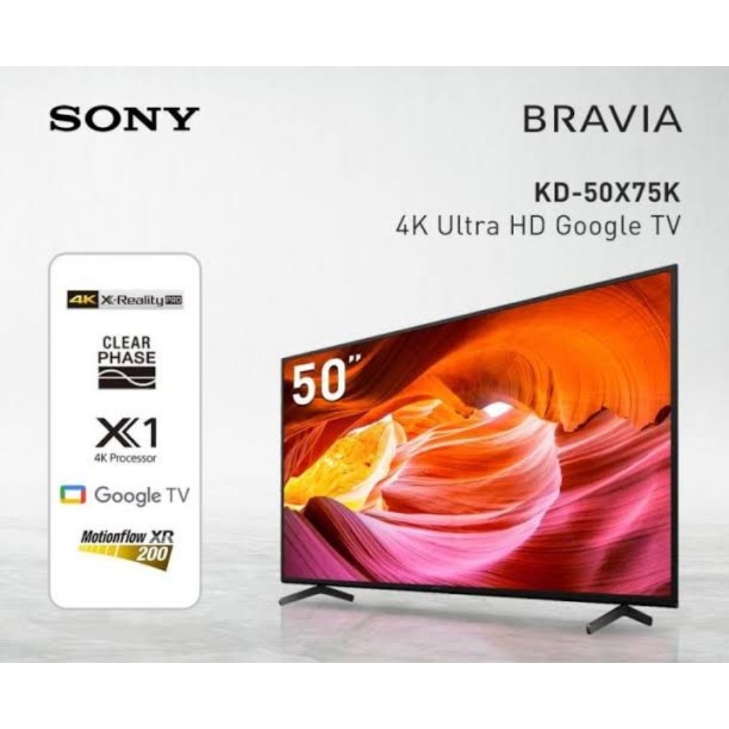SONY Bravia KD-50X75K 50 Inch 4K UHD HDR Smart Android LED TV 50X75 Garansi Resmi
