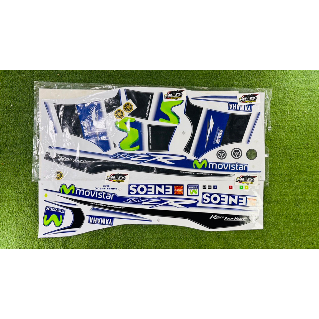 Stiker Bodi 125Z. Striping Body FullSet Yamaha 125ZR Warna BIRU MOVISTAR Import Malaysia