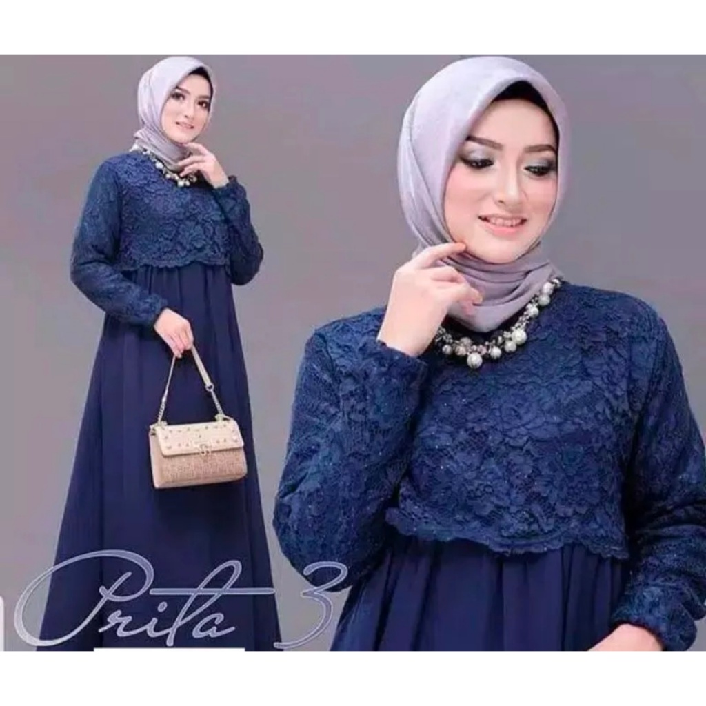 Dress Prita Maxy Vol2 Dress Brukat Jumbo LD 110-120 Kondangan 2025 Fashion Baju muslim termurah / Ba