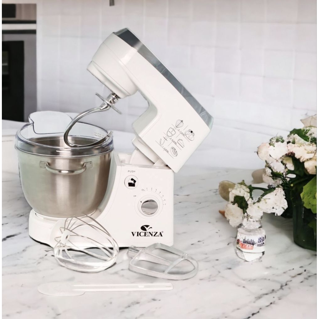 Stand mixer VICENZA VSM100, miliki fitur 7 tingkat kecepatan berbeda, ideal untuk mencampur, mengoco