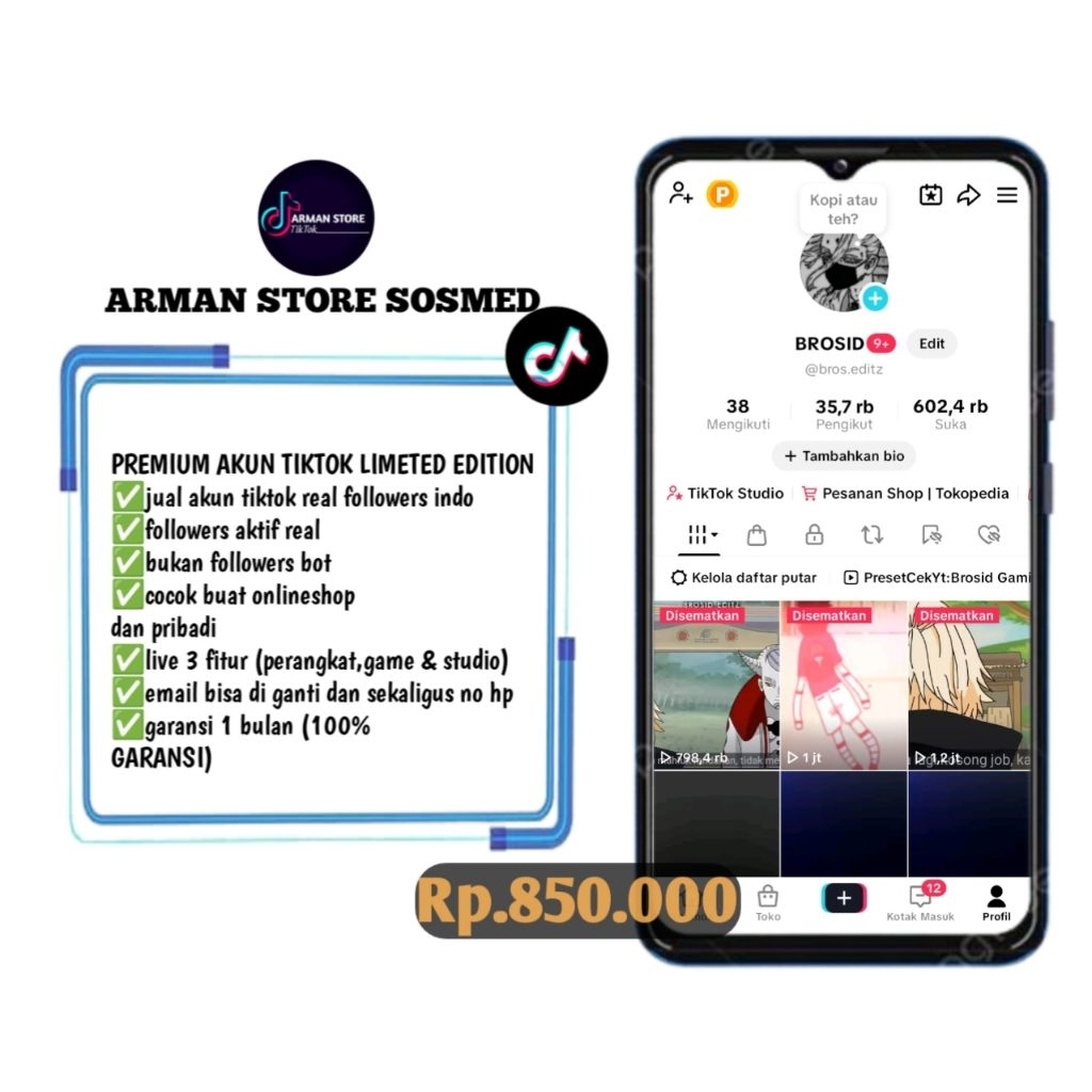 AKUN TIKTOK 35K FOLLOWERS REAL INDO