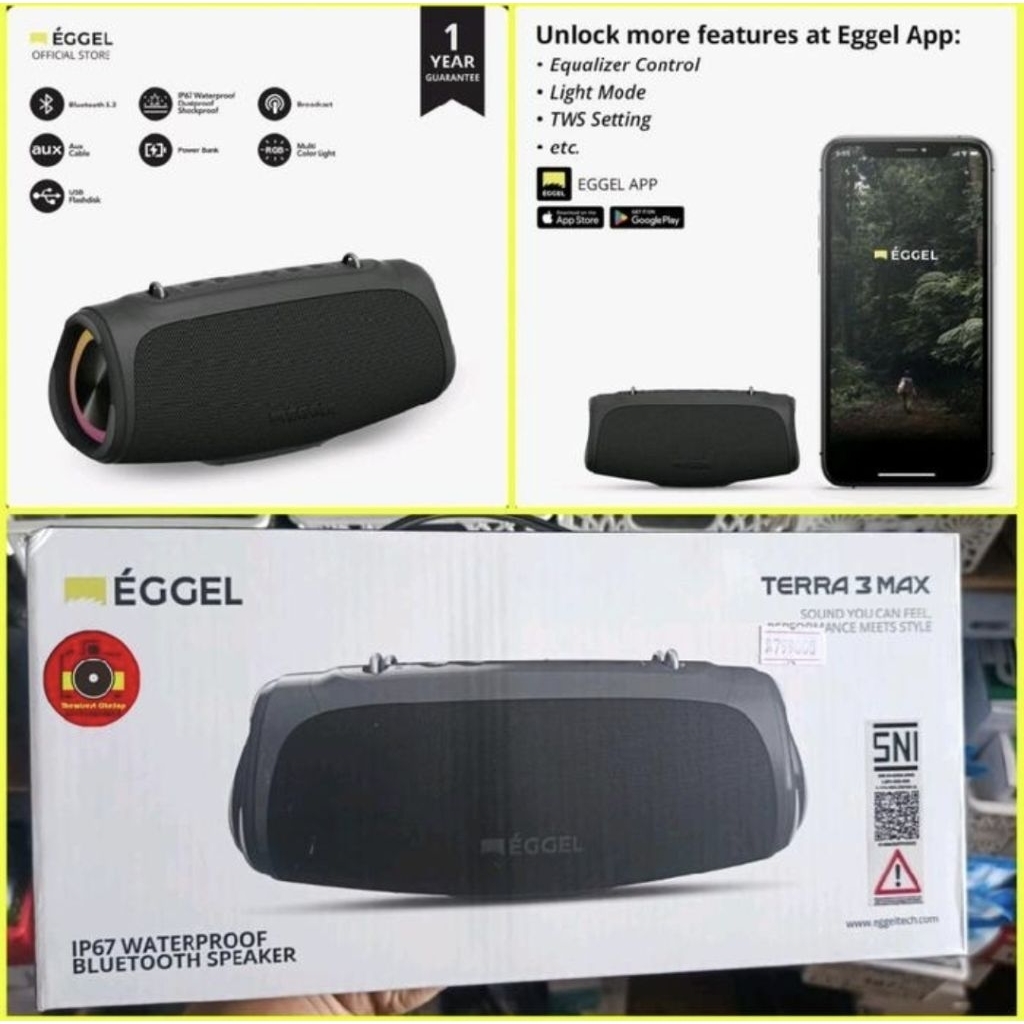 Eggel Terra 3 Max RGB Bluetooth Speaker Waterproof Aux USB terra3max