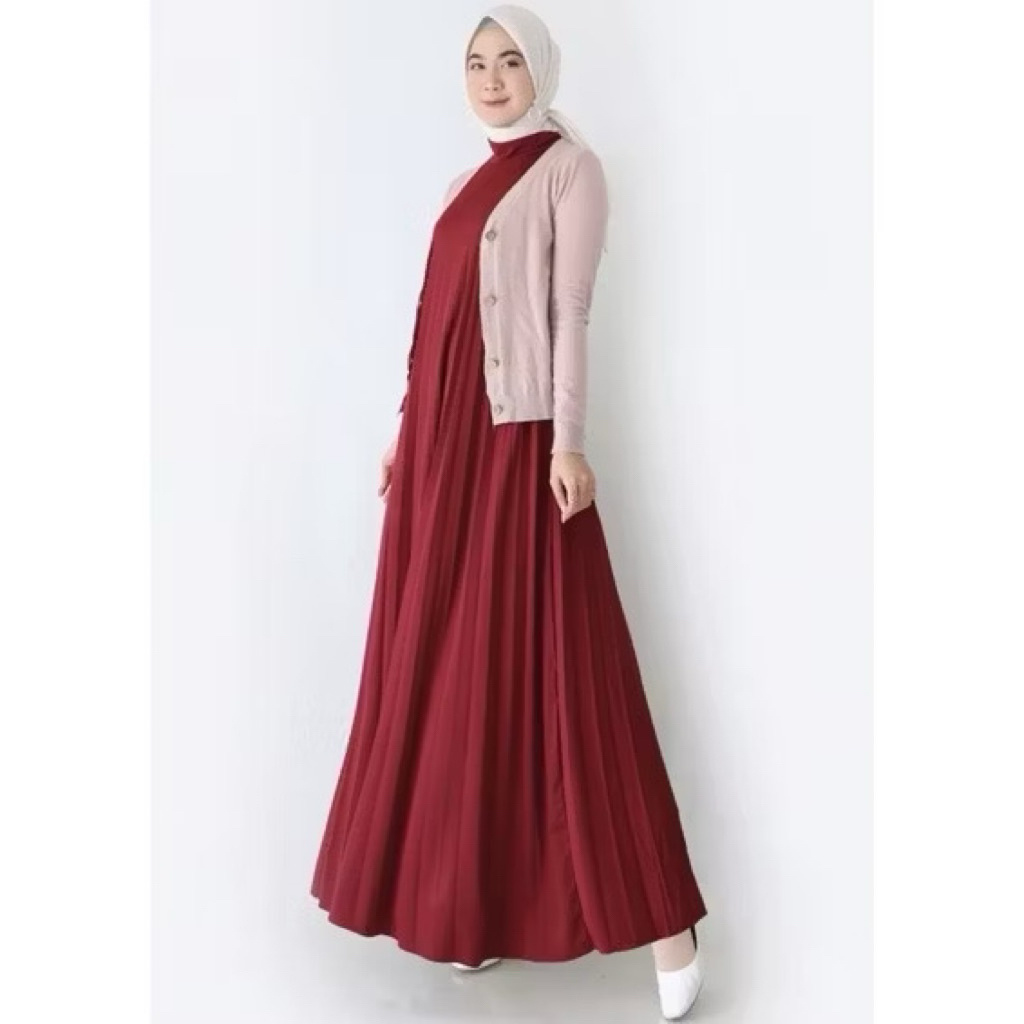 Baju Hamil Pesta Dress Plisket / Inner dress / Dress plisket premium