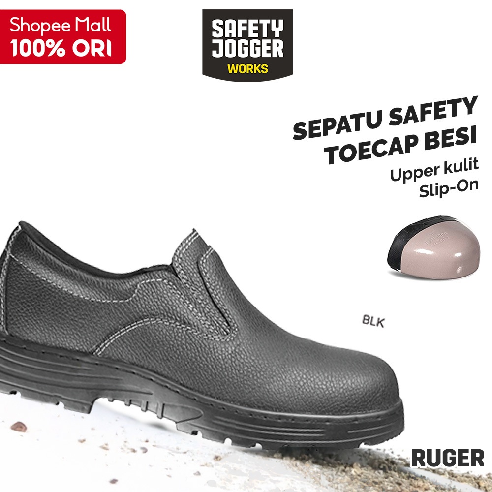 Sepatu Safety Jogger Works Ruger S3 Ujung BesiAnti-Selip Tahan Minyak & Bahan Bakar Upper Kulit