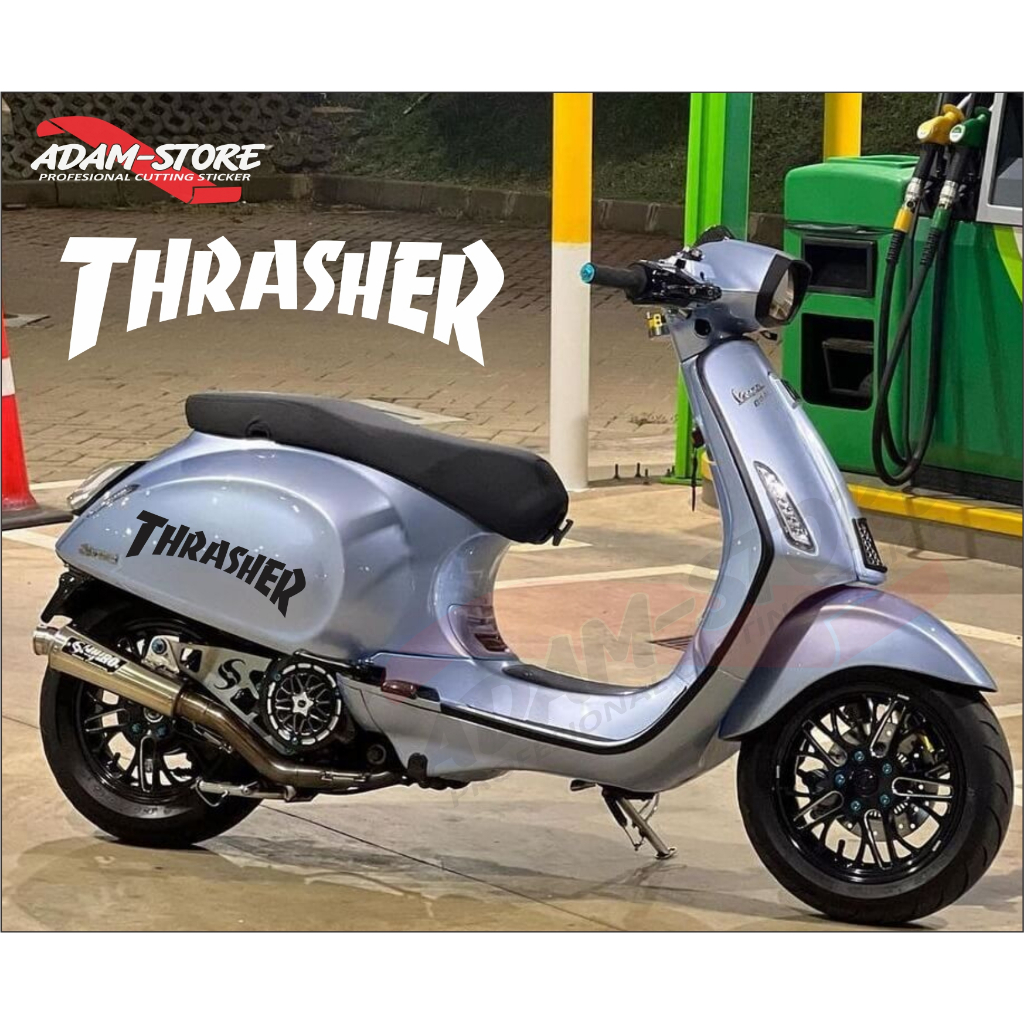 VT2 Sticker Motor Vespa Matic / Stiker THRASHER / Stiker tepong motor Vespa Piaggio all motor matic