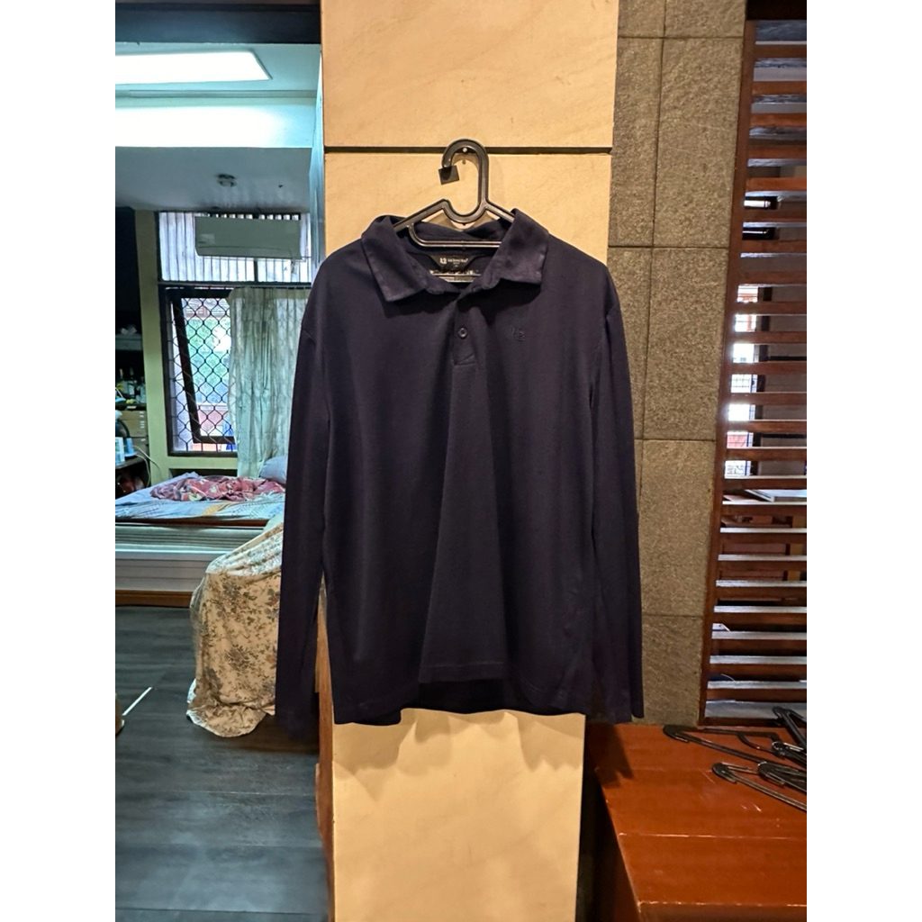 Kaos Polo Lengan Panjang Golf Biru Navy