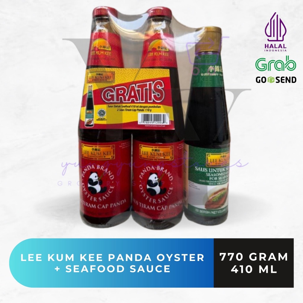 

[BANDED] Saus Tiram Panda / Lee Kum Kee Oyster Sauce 770 gram + Seasoned Sauce for Seafood 410 ml