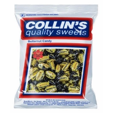 

PERMEN COLLINS RASA MENTEGA KACANG (BUTTER NUT) ISI 144 PCS 460 GR - SACK