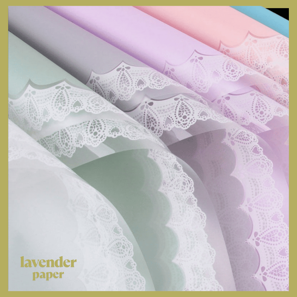 

Flower Wrapping Paper Motif Renda Lace Border Cellophane Kertas Buket Bunga KB018
