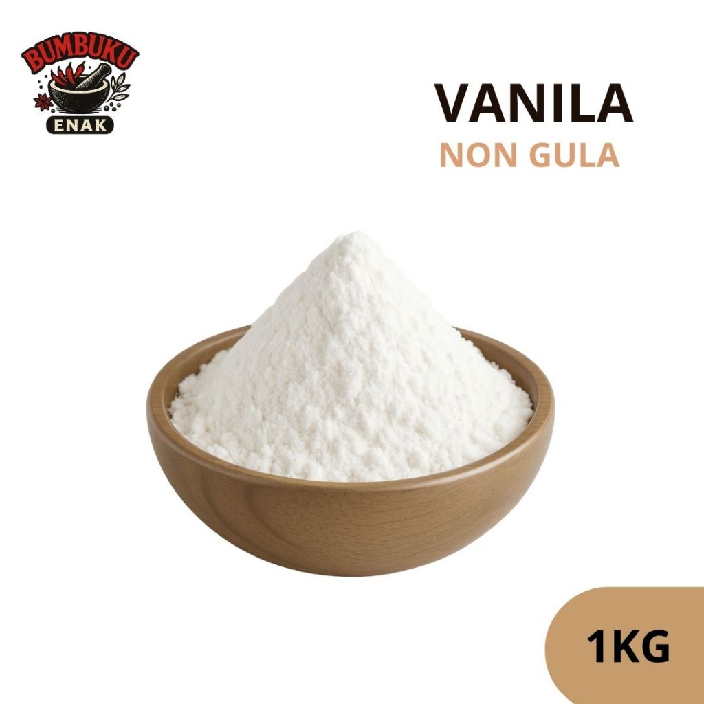 

Bubuk Minuman Rasa Vanila Non Gula 1KG – Bumbu Tabur Minuman Rasa Lembut Tanpa Pemanis, Cocok untuk Diet & Usaha F&B
