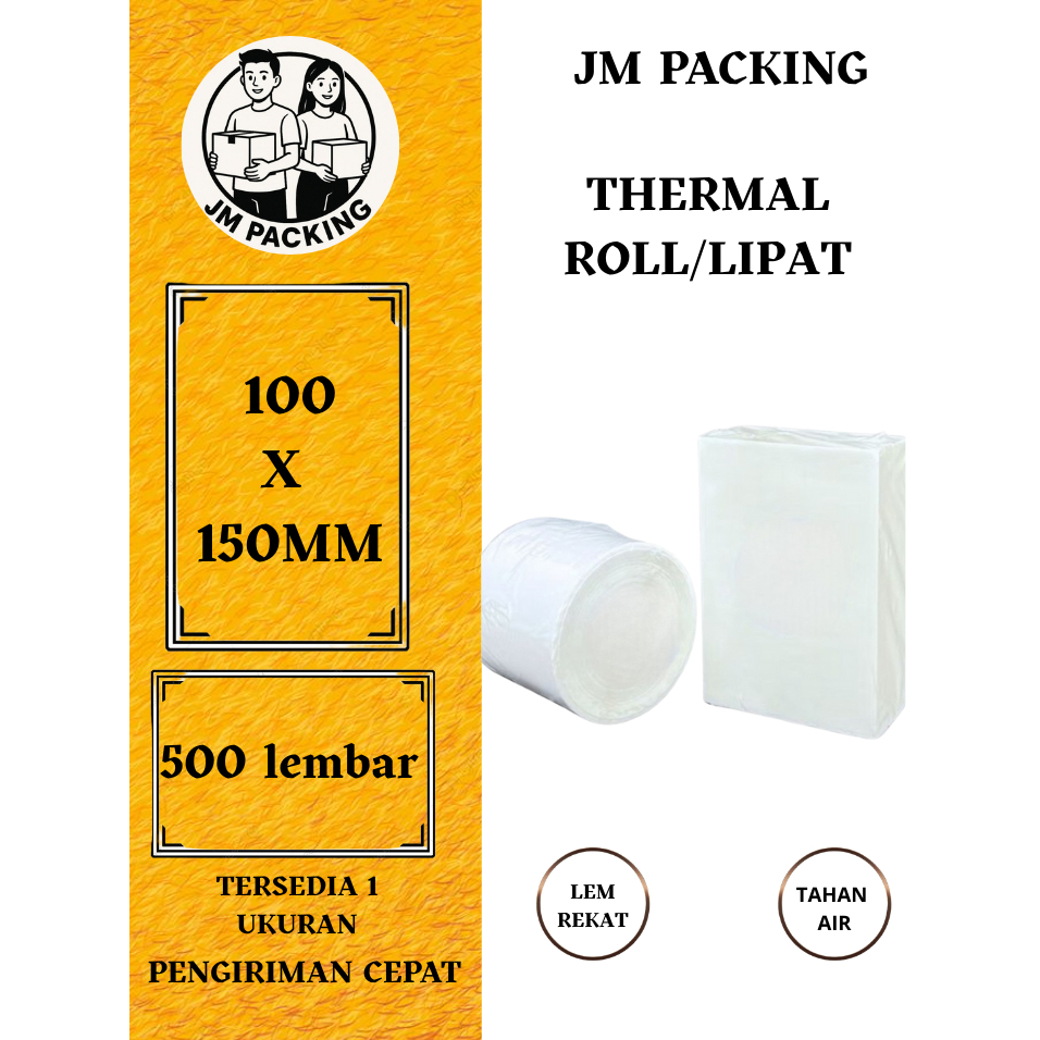 

JM Label Thermal 100x150mm Roll / Lipat Sticker Label Barcode Isi 500pcs Premium Termurah